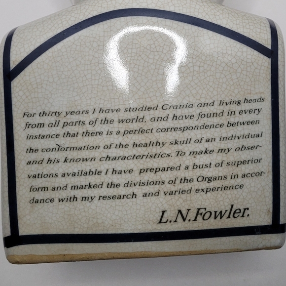 Phrenology Head Bust LN Fowler Vintage Ceramic - Picture 6 of 13
